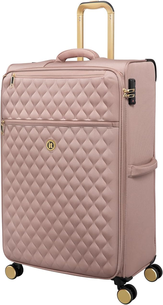It Luggage Glimmering 32" Softside Checked 8 Wheel Expandable Spinner, Mink Gold