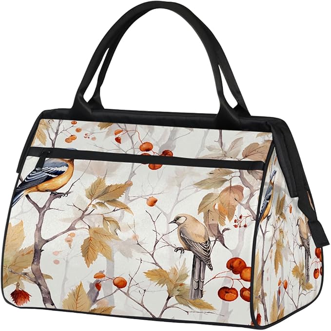 Spring Bird Branch Leaves Travel Duffel Bag, Waterproof Sports Gym Duffle Bag, Large Capacity Weekender Carry On Overnight Bags for Women Men