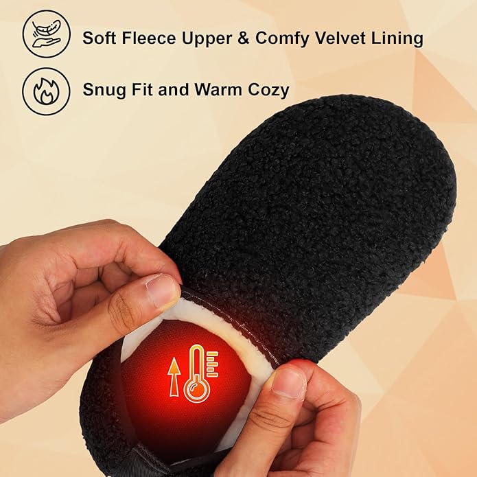 QFH Womens & Mens Cozy House Slippers - Portable Travel Shoes with Flexible Rubber Sole & Soft Velvet Lining