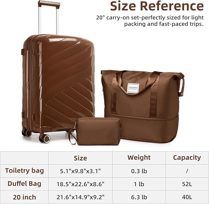 Carry On Luggage 22x14x9 Airline Approved, 20 Inch Expandable Hardshell Luggage Carry-on Suitcases with Spinner Wheels, Carry On Suitcase Set for Women (MOCHA)