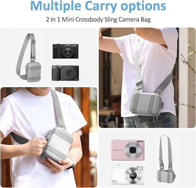 Digital Camera Case, Protective & Lightweight Camera Case with 3 Carrying Ways, Waterproof & Shockproof Small Camera Bag - Grey
