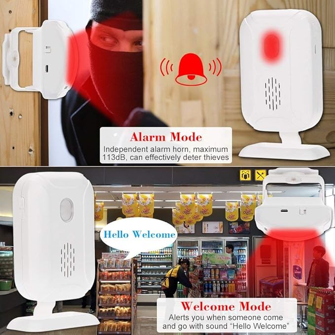 GREENCYCLE Motion Sensor Alarm Receiver, Pair with Magnetic Door Alarm Sensor (ASIN: B07HQD6BH6) or Motion Receiver(ASIN: B07HQ8QYZ7 ),1 Receiver, Can't use Separately