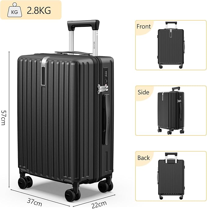 Carry On Luggage 22x14x9 Airline Approved, PC Lightweight luggage with Spinner Wheels, 20 Inch Hardside Carry-On luggage with TSA Lock Rolling suitcase for Travel