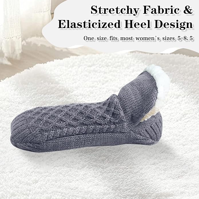 Warm Slipper Socks for Women Indoor Soft Cozy House Sock Shoes Non-Slip Knitted Socks Fuzzy Thermal House Slippers