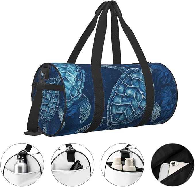 Travel Duffel Bag Lightweight Carry On Weekender Overnight Bags Sea Turtle-Blue Sports Tote Gym Backpack with Adjustable Strap Hospital Bags Foldable Luggage Bag for Women Men