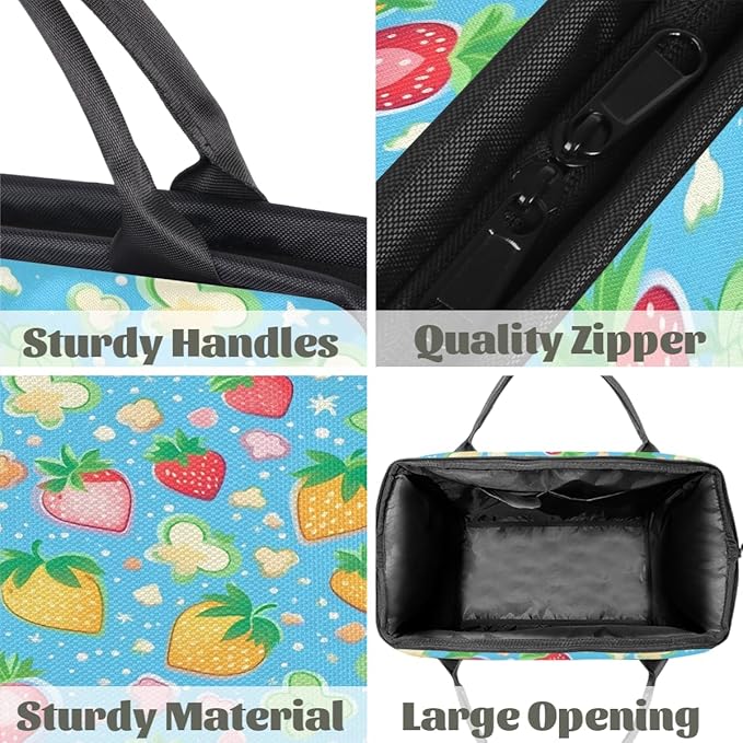 Strawberry Overnight Weekender Bag for Women Men Travel Duffel Bags Waterproof Luggage Carry on Sports Yoga Gym Bag