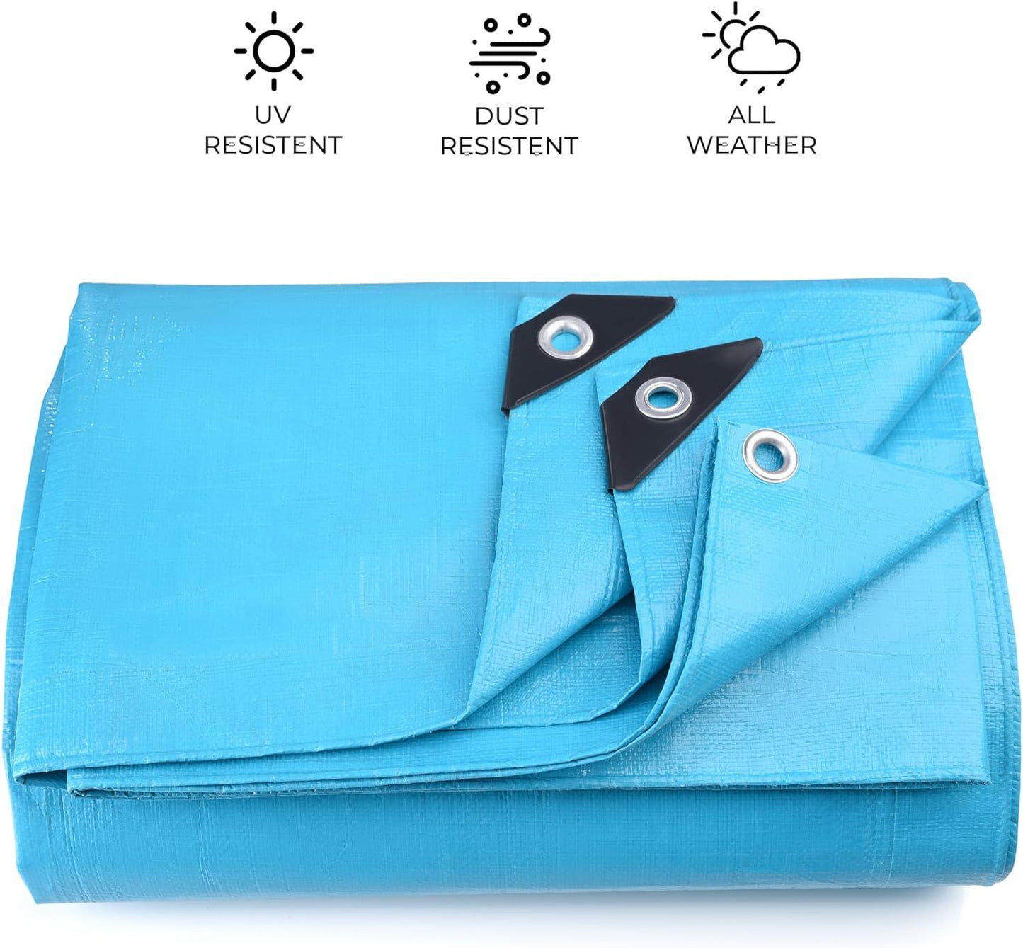 Tarps Heavy Duty Waterproof 20x20-12 mil Thick Camping Tent - Blue Tarp 20x20 UV Resistant, Rip & Tear Proof with Metal Grommets – Multipurpose Use for Camping, Tent, Boat, RV, Car, & Pool Cover