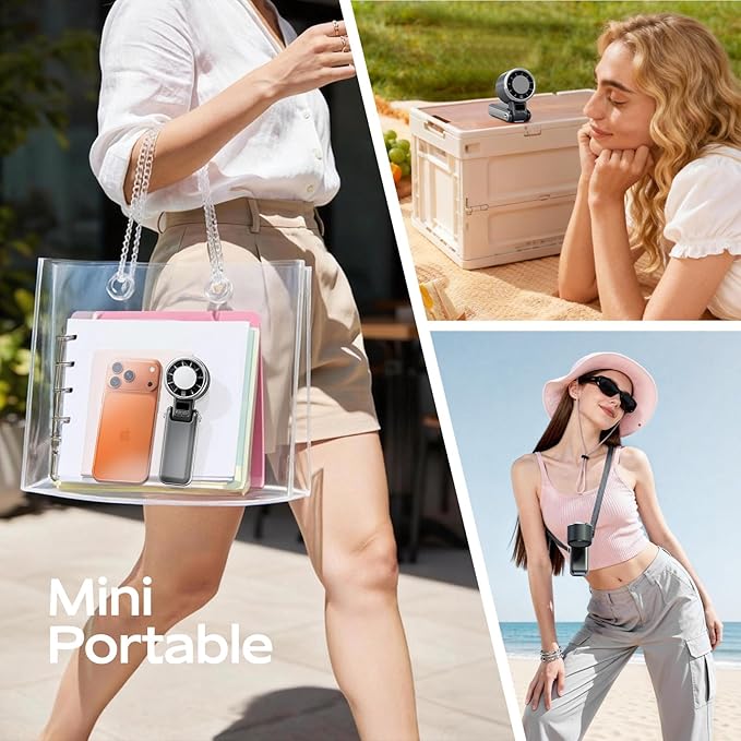 Portable Handheld Fan with Ice Cooling - 5 Gear High Speed Personal Turbo Fan Rechargeable, Up to 13 Hrs, Mini Hand Fans for Travel Essentials, Beach Vacation, Gifts for Women, Men (Black)