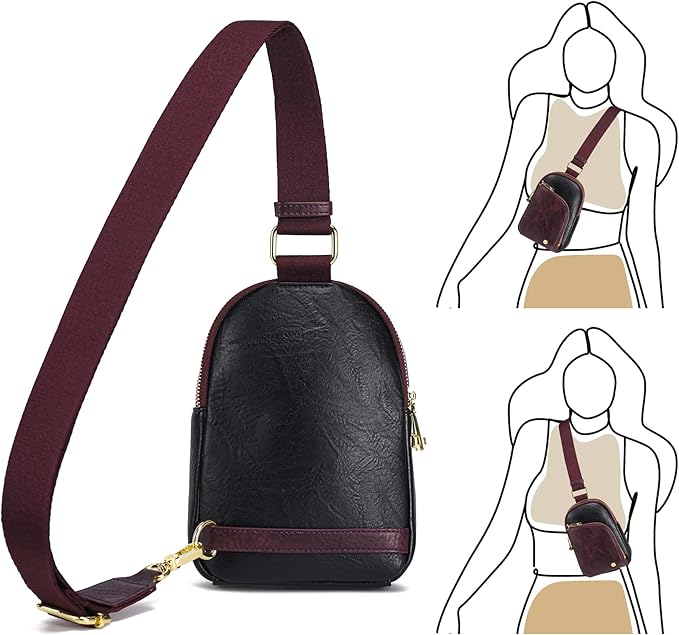 INICAT RFID Blocking Sling Bag, Anti Theft Crossbody Bag for Women, Travel Fanny Pack Style Purse, Vegan Leather