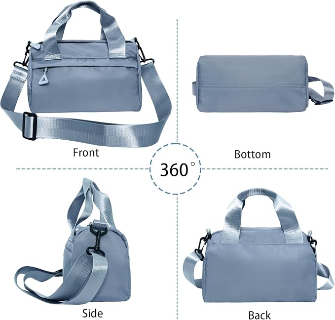 Mini Black Gym Bag Sport Bag Adjustable Small Duffle Bag Detachable Strap Gym Tote For Women Small Duffle Bag (Blue)