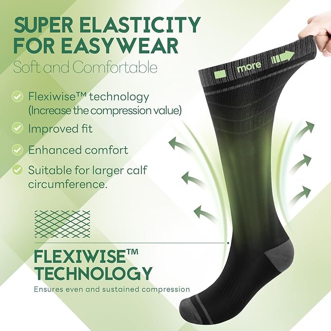 SONORAN Bamboo Viscose Compression Socks for Women & Men (3 Pairs) 15-20 mmHg Knee High Support for Nurses, Travel, Pregnant