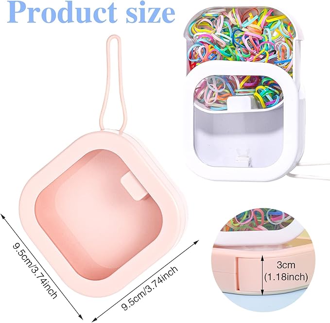 Prudiut 2Pcs Hair Tie Organizer, Hair Tie Holder Clip Organizer for Baby Teen Girl Women, Portable Hanging Small Items Desktop Travel Storage Box(Pink and White)