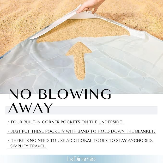 Beach Blanket Sand Proof Waterproof Oversized 100" x 80" Sand Free Mat with Corner Pockets and Mesh Bag for Outdoor, Picnic, Travel, Beach Accessories Portable, Watercolor Turtle