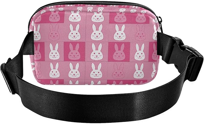 Kawaii Pink Bunny Fanny Pack for Women Men Water Resistant Fashion Waist Packs with Adjustable Strap Belt Bag for Travel Workout Jogging Hiking 21219251