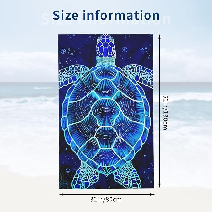 Microfiber Beach Towel, Sea Turtle Beach Towels 32x52in,Quick Dry, Sand Free, Ultra Soft & Oversized Towel for Travel, Outdoor, Bathroom, Swimming - Ideal for Pool, Camping, Yoga, or Gift Decor