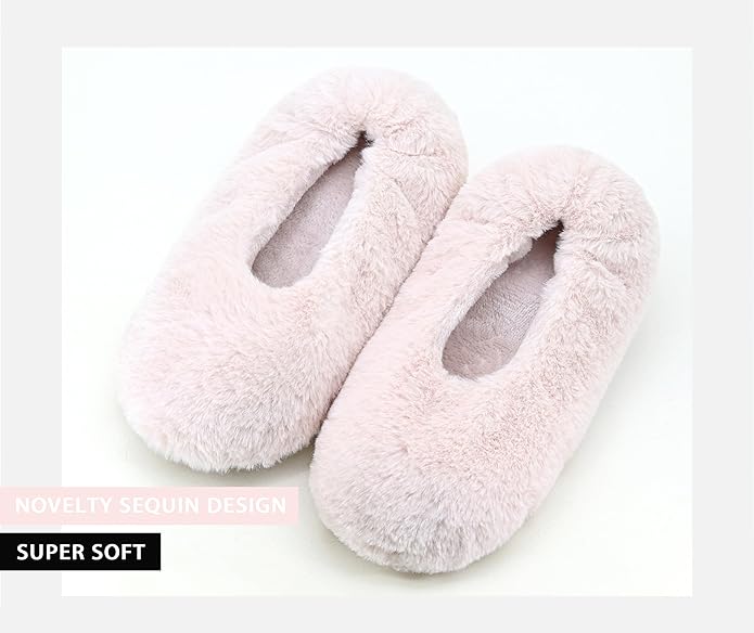 DICUIRD Women's Ballerina Slippers Lightweight House Slippers with Stretchable Heel Design