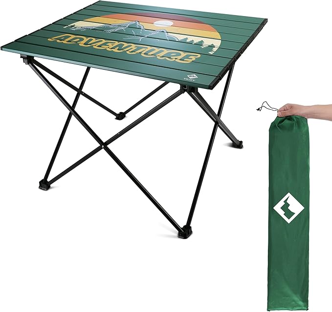 VILLEY Portable Camping Side Table, Ultralight Aluminum Folding Beach Table with Carry Bag for Outdoor Cooking, Picnic, Camp, Boat, Travel