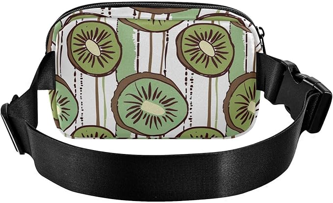 Kiwi Fruit Stripe Fanny Pack for Women Men Water Resistant Fashion Waist Packs with Adjustable Strap Belt Bag for Travel Workout Jogging Hiking 21220506