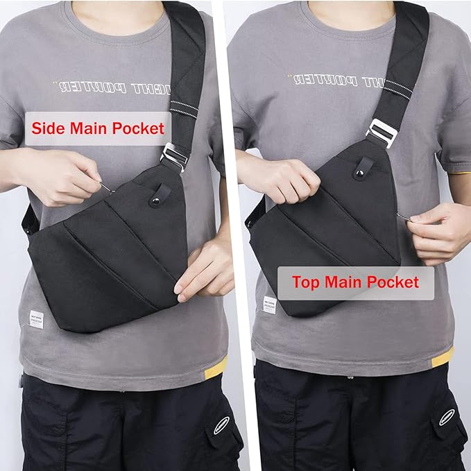 VADOO Sling Bag for Men and Women, Anti theft Crossbody Bag Lightweight Shoulder Chest Bag for Travel Gym Running