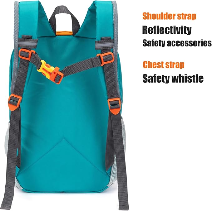 IVYGREEN Little Kids Hiking Backpack for Boys or Girls, Small Daypack for Camping or Travel (Teal blue, Medium)