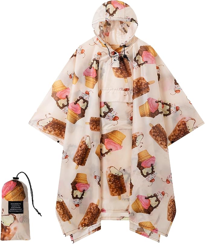 Hooded Rain Poncho for Adults - Waterproof Rain Coat and Lightweight Jacket 3-in-1 Multi-Function with Pockets