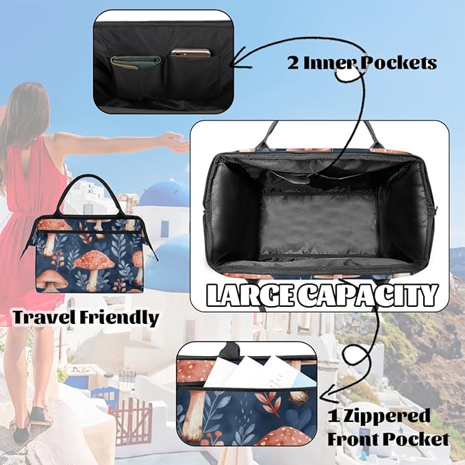 Mushrooms Overnight Weekender Bag for Women Men Travel Duffel Bags Waterproof Luggage Carry on Sports Yoga Gym Bag