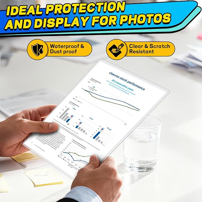 25ct 8.5"x11" Hard Plastic Sleeves for Paper, Crystal Clear Top Loaders Page Protectors, Premium PVC Plastic Sheet Protectors, Document Sleeves Protectors for Photo, Contract, Menu and School Papers