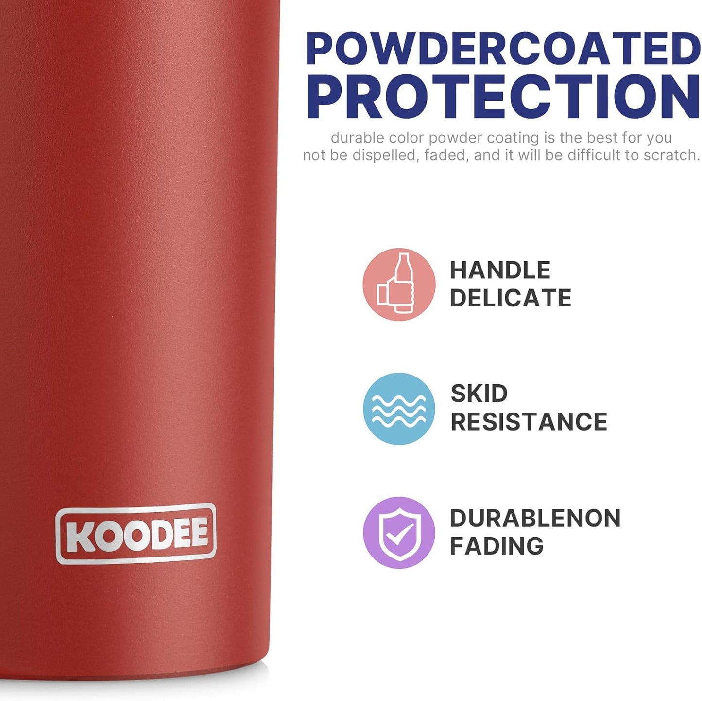 koodee Skinny Tumbler-20 oz Stainless Steel Iced Coffee Tumbler with Straw Vacuum Insulated Traver Coffee Mug with Lid (Canyon Red-Black)