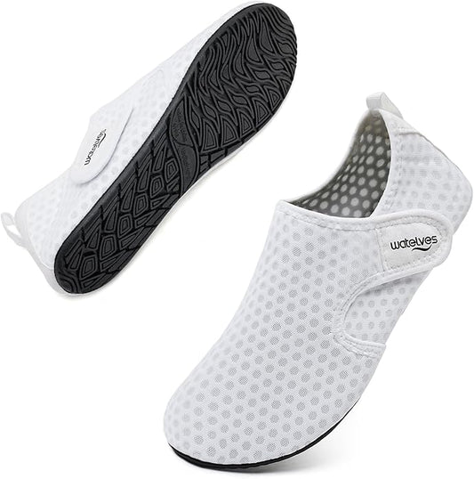 WateLves Water Shoes for Women Men Swim Beach Aqua Socks Quick Dry Barefoot House Slippers Travel Shoes with Adjustable Magic Tape for Pool Diving Boating Yoga Surf