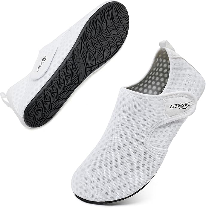 WateLves Water Shoes for Women Men Swim Beach Aqua Socks Quick Dry Barefoot House Slippers Travel Shoes with Adjustable Magic Tape for Pool Diving Boating Yoga Surf