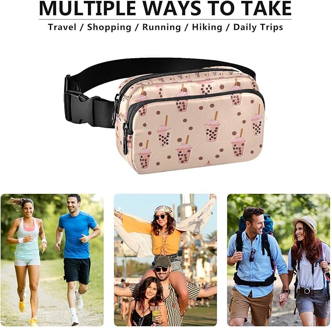 Kawaii Bubble Tea Fanny Pack for Women Men Water Resistant Fashion Waist Packs with Adjustable Strap Belt Bag for Travel Workout Jogging Hiking 21219294
