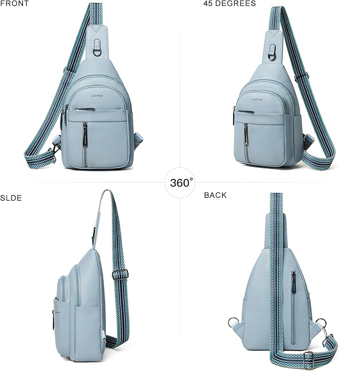 7L Sling Bag For Women Men Backpack Fanny Pack Crossbody Chest Travel Shoulder Belt Bags Purse Handbag PU Leather