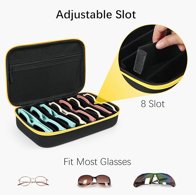 Multi Sunglasses Organizer Case, Travel Eyeglasses Case for Multiple Glasses, Hard-Shell, Eyewear Box for Men Women