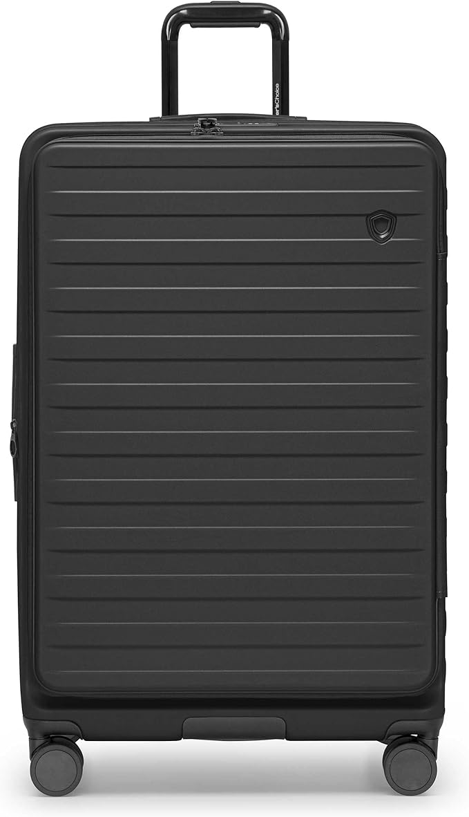 Traveler's Choice Novia Top Opening Expandable Polycarbonate Luggage with Spinner Wheels, Black, 30-Inch Large