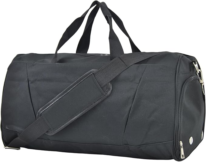 NGIL Solid Cheers Sports Gym Duffel with Shoe Compartment and Small Carry on Travel Tote Bags for Women, Gym bag, Overnight bags for Women, Cheer Bag (Solid-Black)