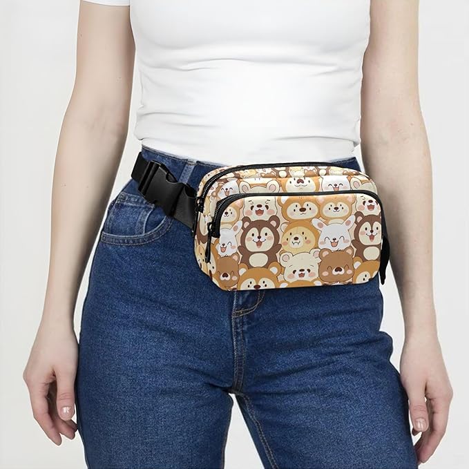 Kawaii Teddy Bear Rabbit Fanny Pack for Women Men Water Resistant Fashion Waist Packs with Adjustable Strap Belt Bag for Travel Workout Jogging Hiking 21219331