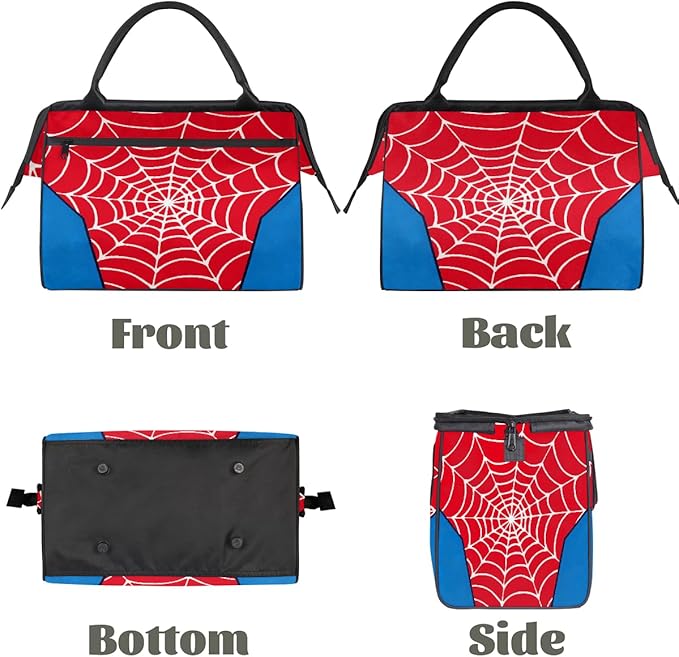 Sports Duffel Bags for Kids - Carry On Travel Gym Bag Waterproof Workout Shoulder Tote for Boys Girls Weekender Overnight Duffel for Swim Dance Camp(White Spider Web)