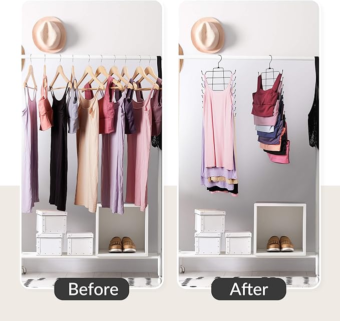 ZEDODIER Tank Top Hanger Space Saving, Bra Hangers for Closet Organizer, Hanging Bra Organizer Tank Tops Holder with 8 Hooks, Metal Closet Organizers and Storage Small Space Solutions, Black