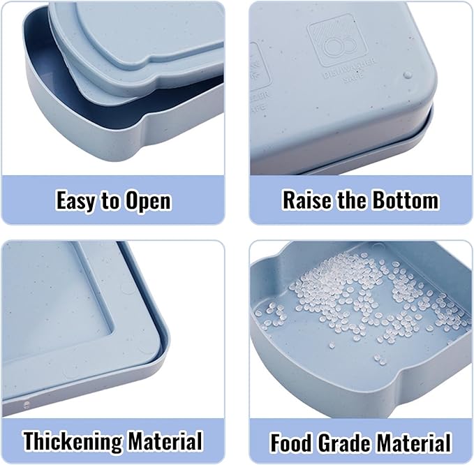 Toast-Shaped Bread Box Container, Microwave-Safe Sandwich & Bread Storage Box, Portable Compact Bread Keeper Lunch Box for Camping, Durable Plastic Food Storage Container(Blue)