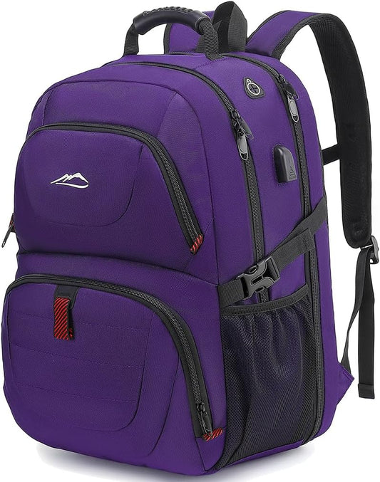 ProEtrade Travel Backpack, Extra Large Laptop Backpack School Business Anti Theft TSA Approved College Work Computer Bag Fits 17 Inch Laptop with USB Charging Port Bookbag for Women Men(Purple)