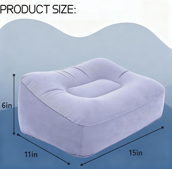 Travel Foot Rest Pillow, Soft Flocking Pillow, Flights Relax Cushion Ottomans Leg Up for Office, Home Relax, Camping and Travel Use (Gray)