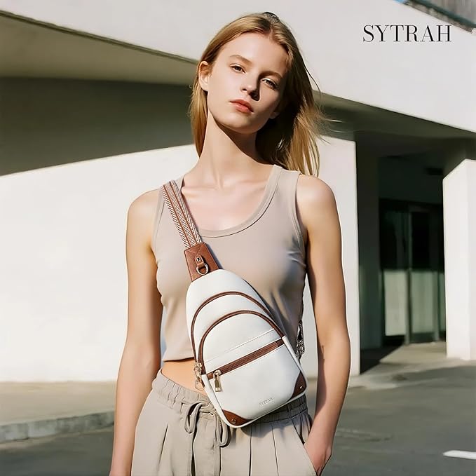 Anti Theft Crossbody Bags for Women, RFID Sling Bag Travel Purse, RFID Cross Body Purses Chest Bag for Travel Beige Brown