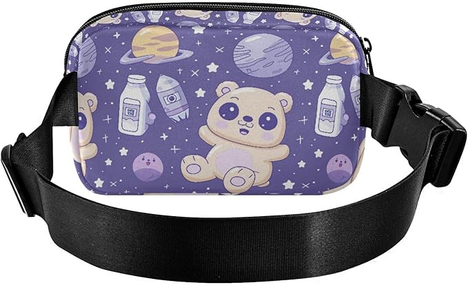 Kawaii Teddy Bear Universe Fanny Pack for Women Men Water Resistant Fashion Waist Packs with Adjustable Strap Belt Bag for Travel Workout Jogging Hiking 21219110