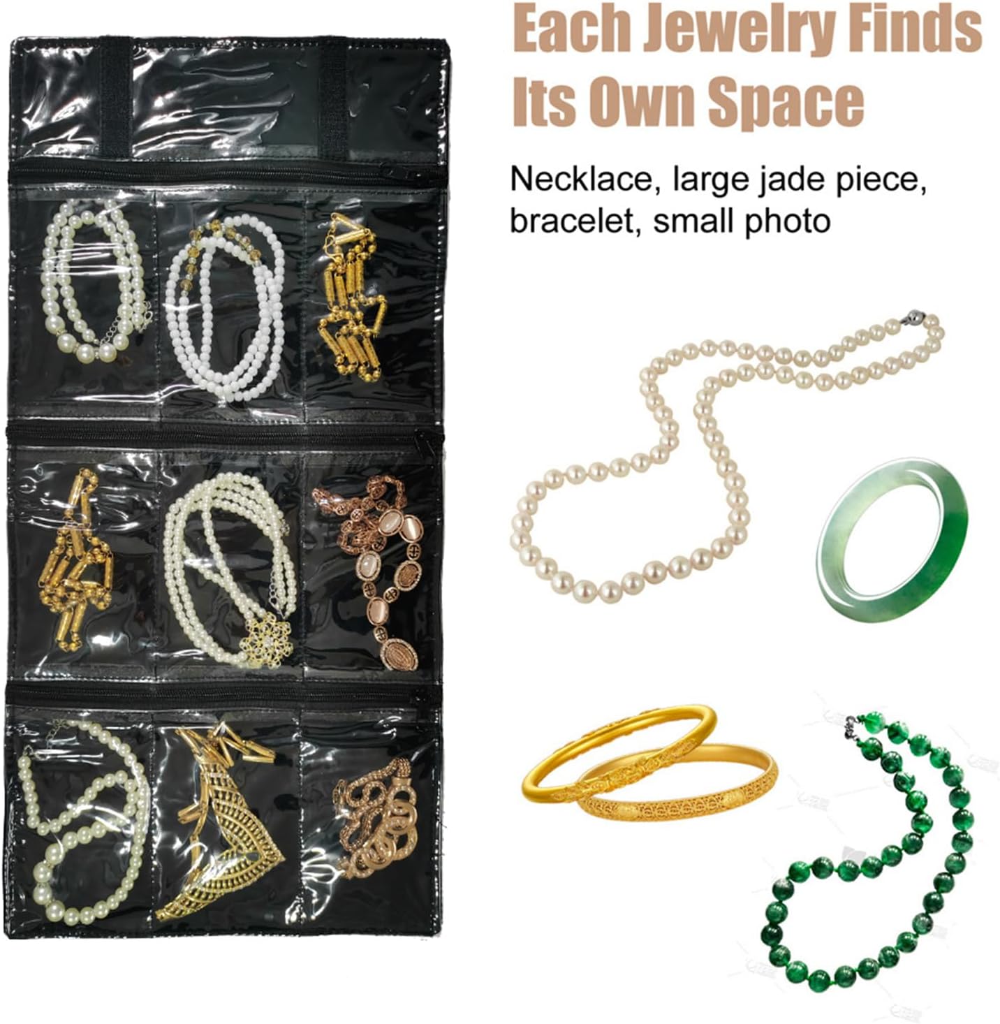 Travel Jewelry Roll Bag Portable Organizer Pouch With Grids&PVC Cover Storage Bags for Necklace, Bracelet, Bracelet,Ring, Badge, Pendant