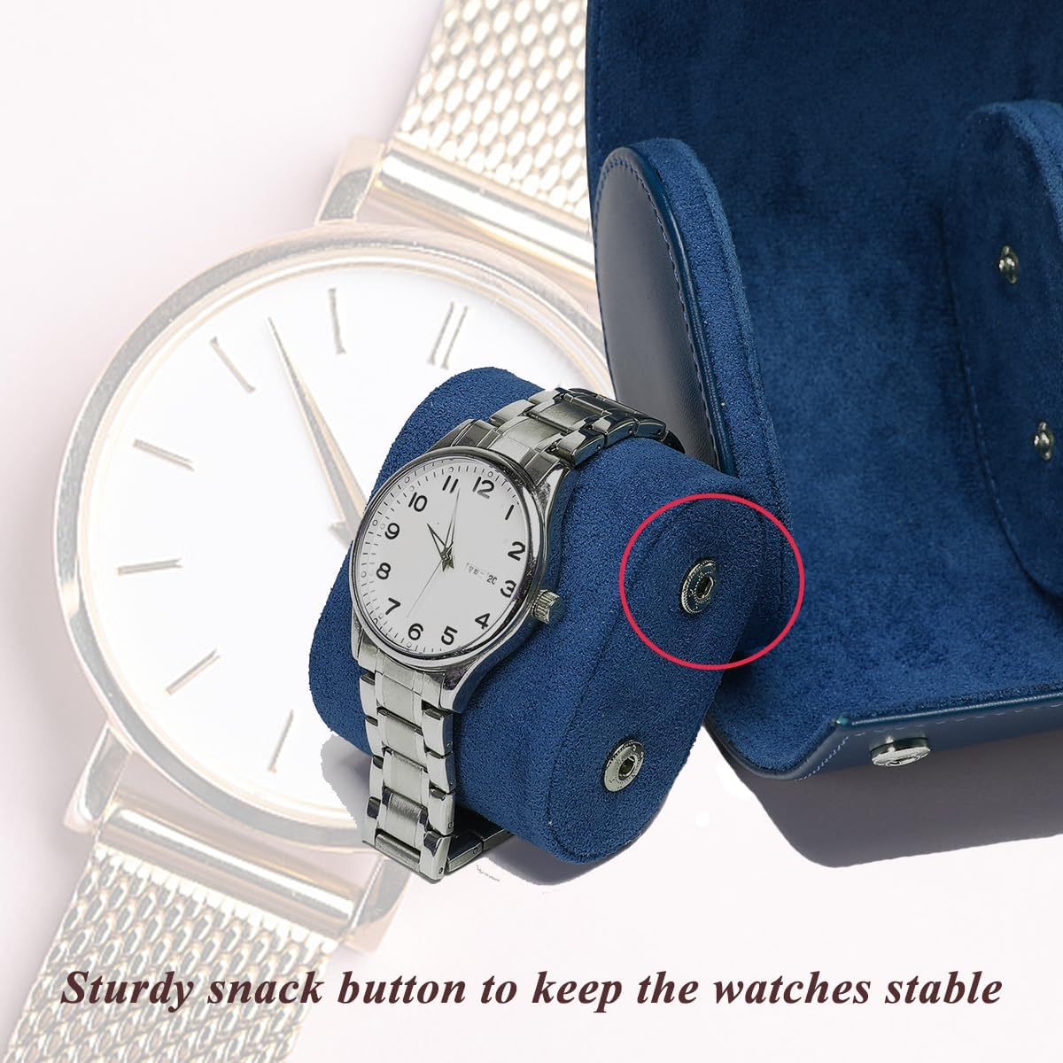 Watch Travel Case, Luxury Leather Watch Roll 2 Slot Organizer Box, Jewelry Storage Case Gifts for Man and Woman Christmas Anniversary Birthday (Blue-2slot)