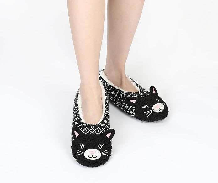 DICUIRD Womens Cute Animal Soft Sole Slipper Socks with Grippers-Fuzzy House Slippers