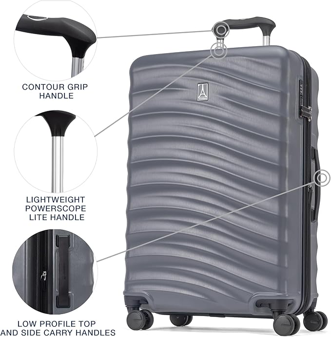 Travelpro Maxlite Air V2 Hardside Expandable Luggage, 8 Spinner Wheels, Lightweight Hard Shell, TSA lock, Shadow Grey, 3-Piece Set (20/25/28)