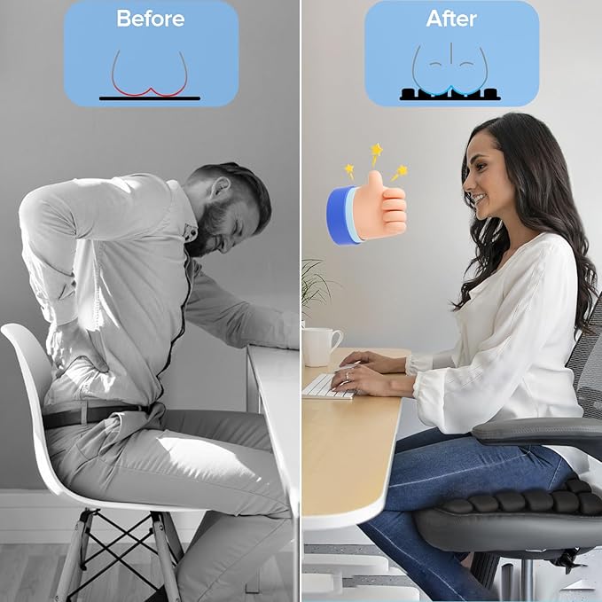 Starlo Sondour Travel Seat Cushion, Airplane Cushion Long Flight, Airplane Gadgets Inflatable Seat Cushions, Portable Airline Cushion with Air Pump, Wheelcha