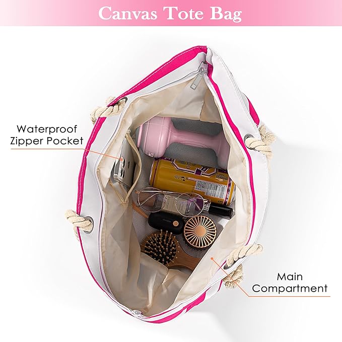 Pleneal Beach Bags For Women - Large Beach Bags with Zipper Waterproof Sandproof Swim Pool Beach Bag