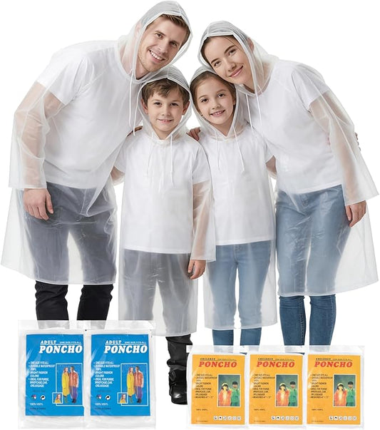 Disposable Rain Ponchos - Rain Poncho Waterproof Clear Raincoat With Hood Rain Jacket for Women and Men, Camping, Travel